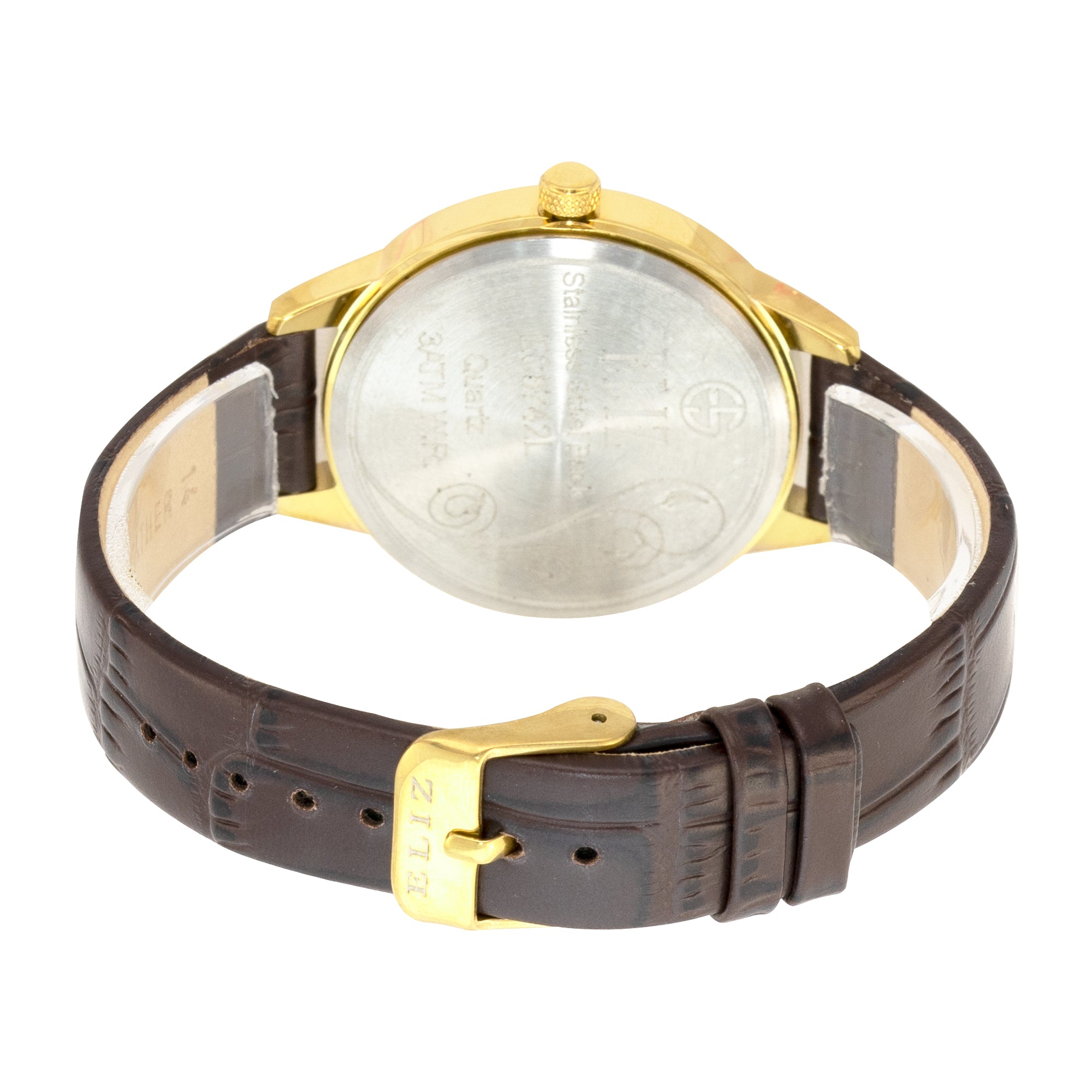 ELIZ ES8742L1GCO SS Caseback & Leather Women's Watch - Back