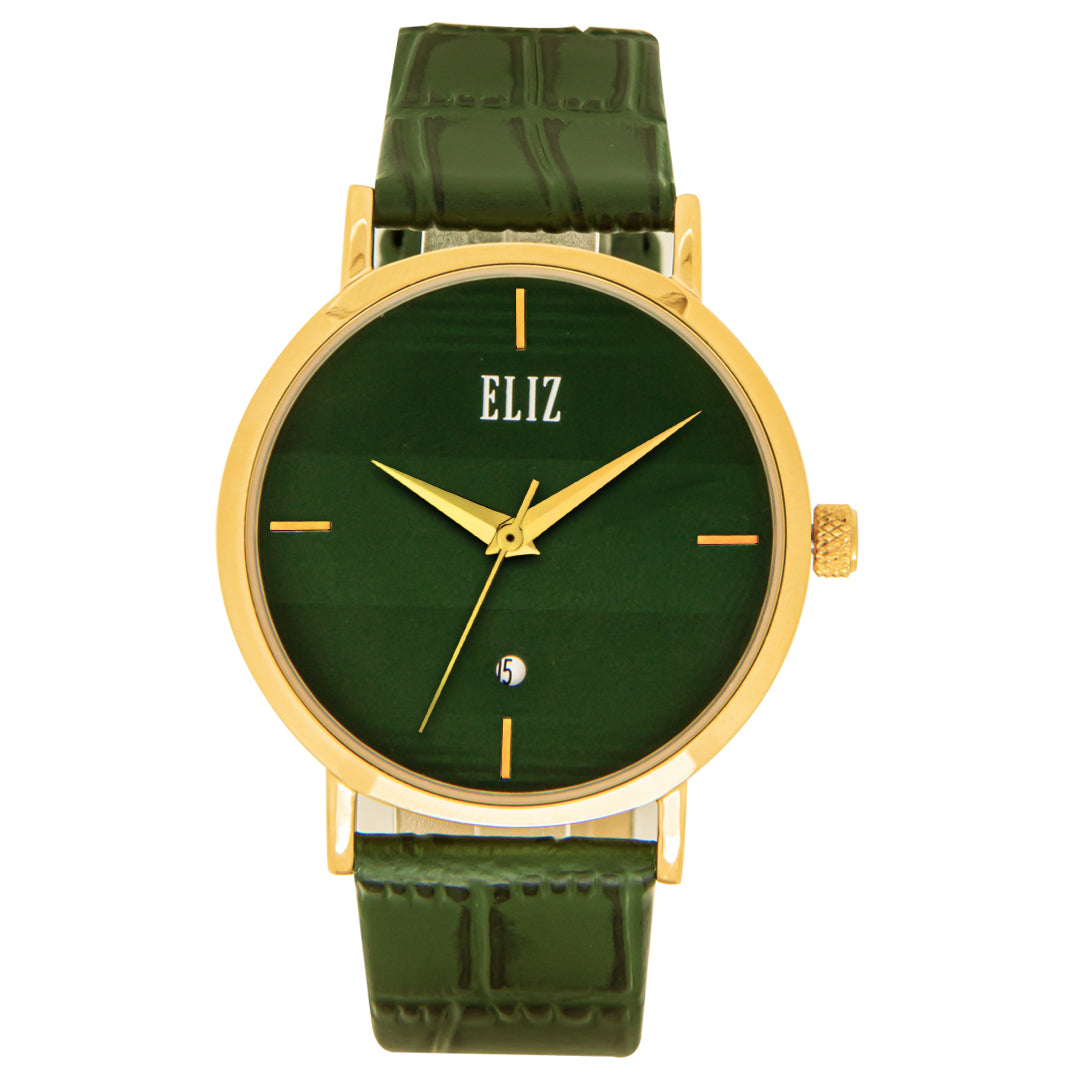 ELIZ ES8747G1GEE SS Caseback Leather Men's Watch - Front