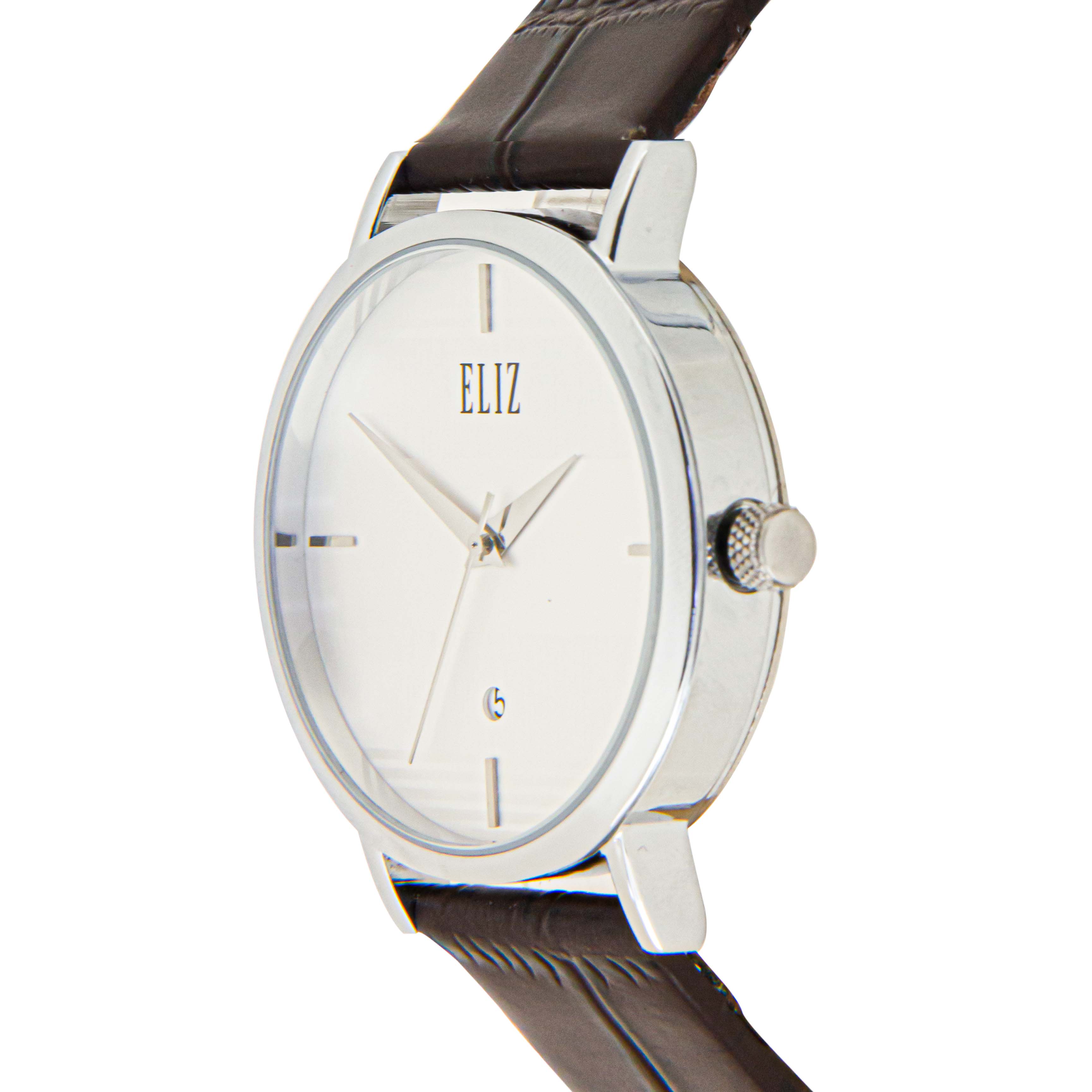 ELIZ ES8747G1SWO SS Caseback Leather Men's Watch - Side