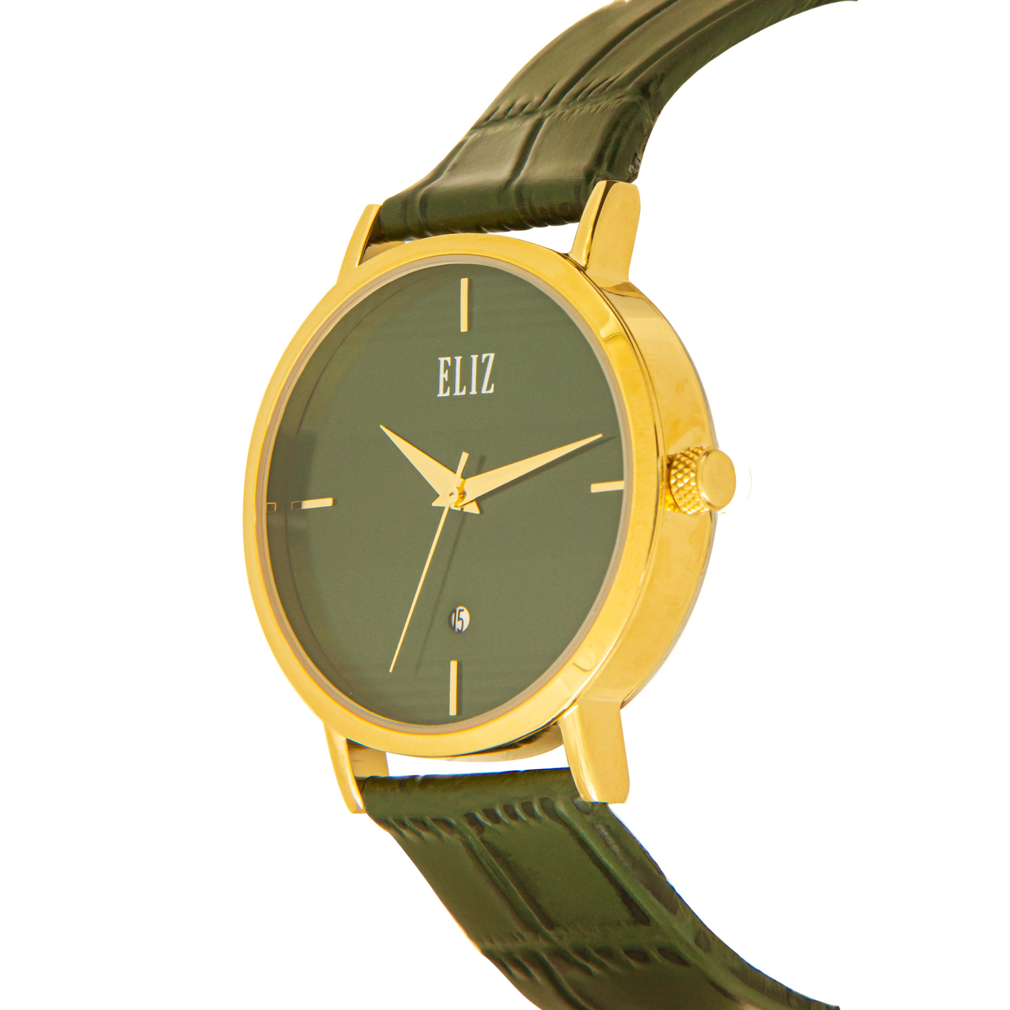 ELIZ ES8747L1GEE SS Caseback Leather Women's Watch - Side