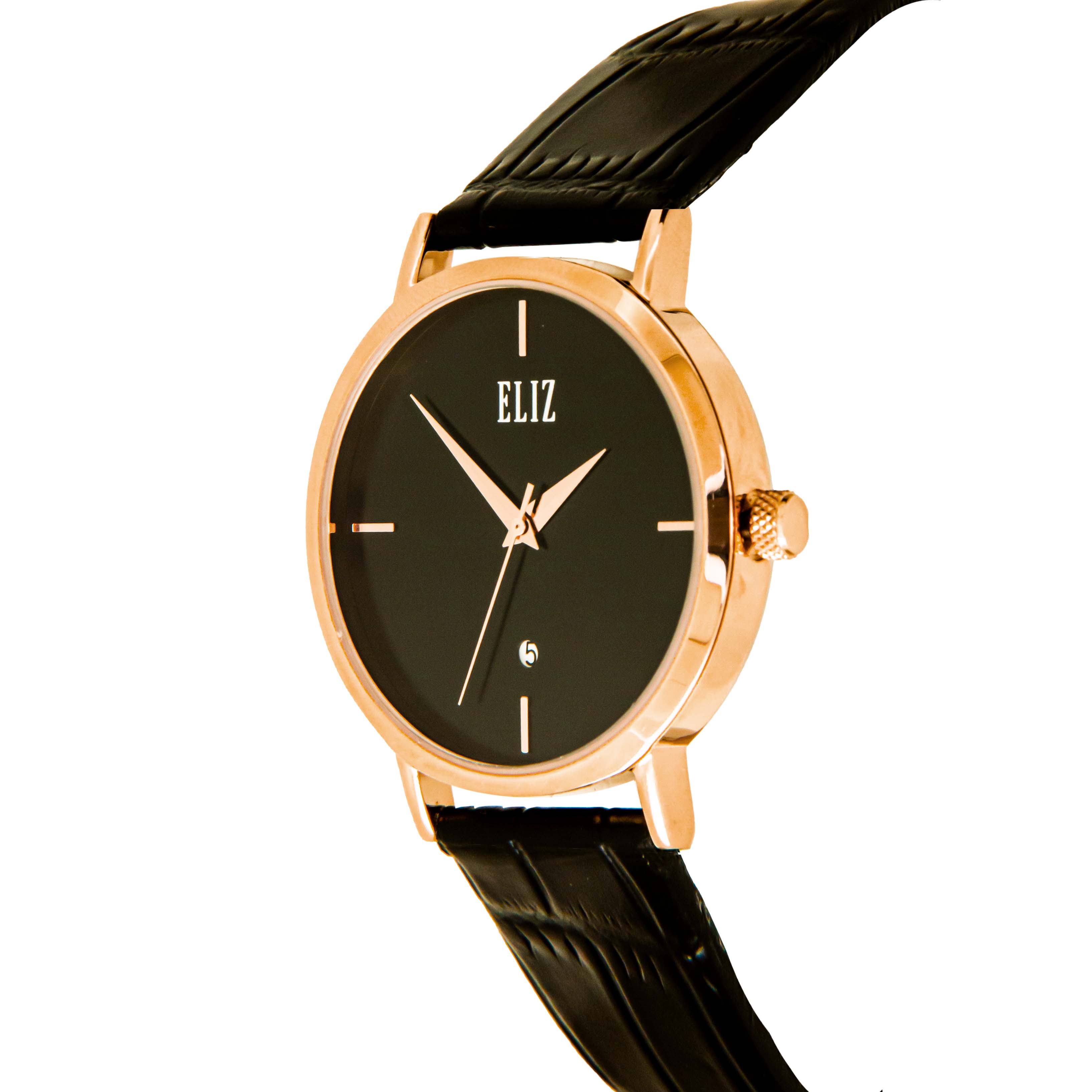 ELIZ ES8747L1RNN SS Caseback Leather Women's Watch - Side