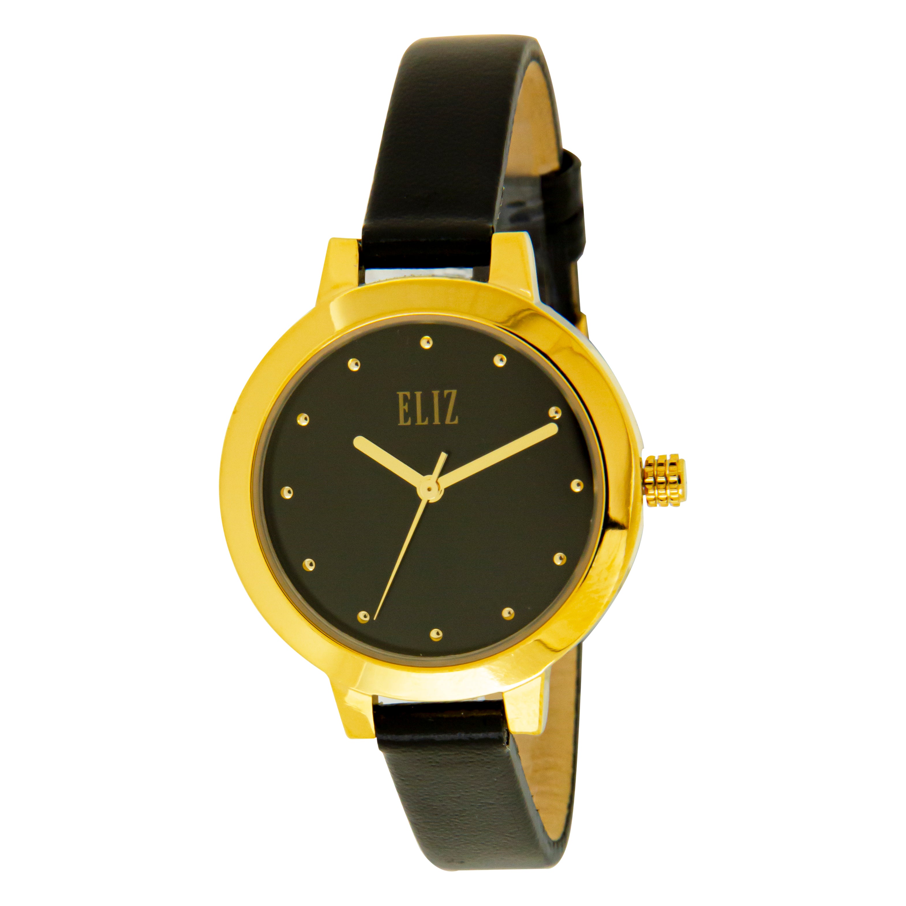 ELIZ ES8748L1GNN SS Caseback Leather Women's Watch - Front