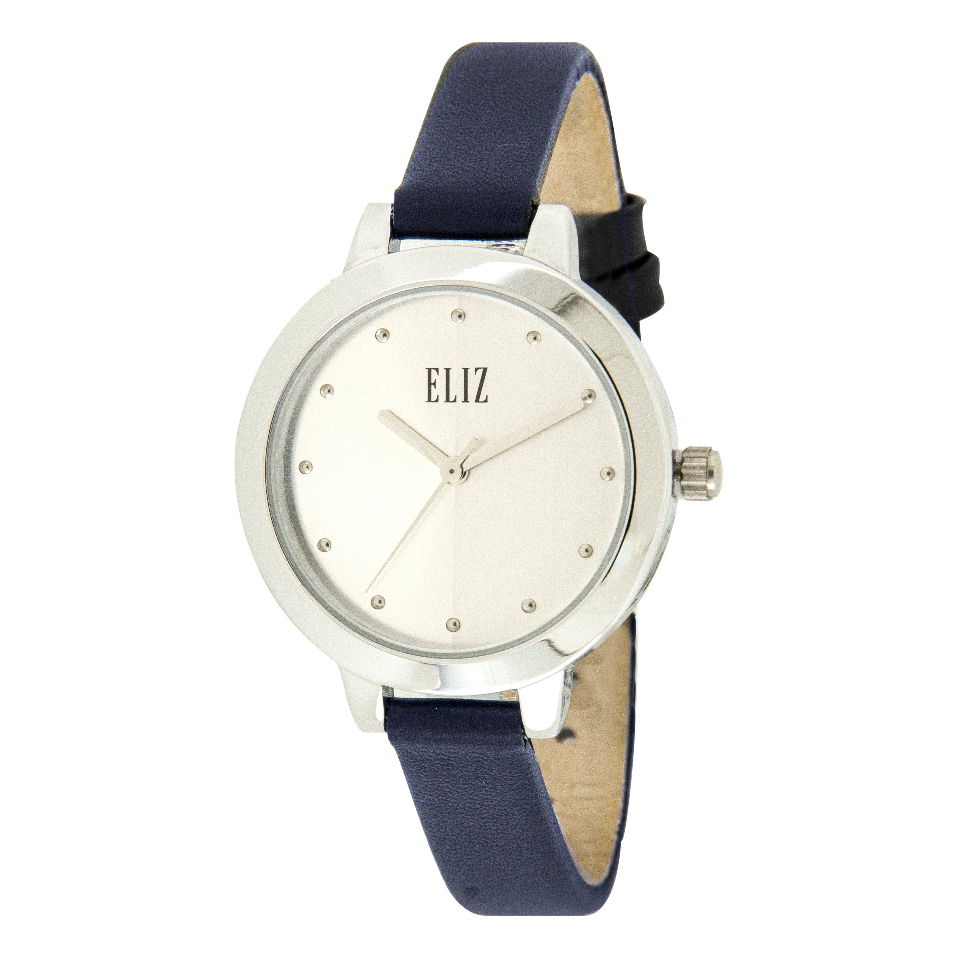 ELIZ ES8748L1SSB SS Caseback Leather Women's Watch - Front