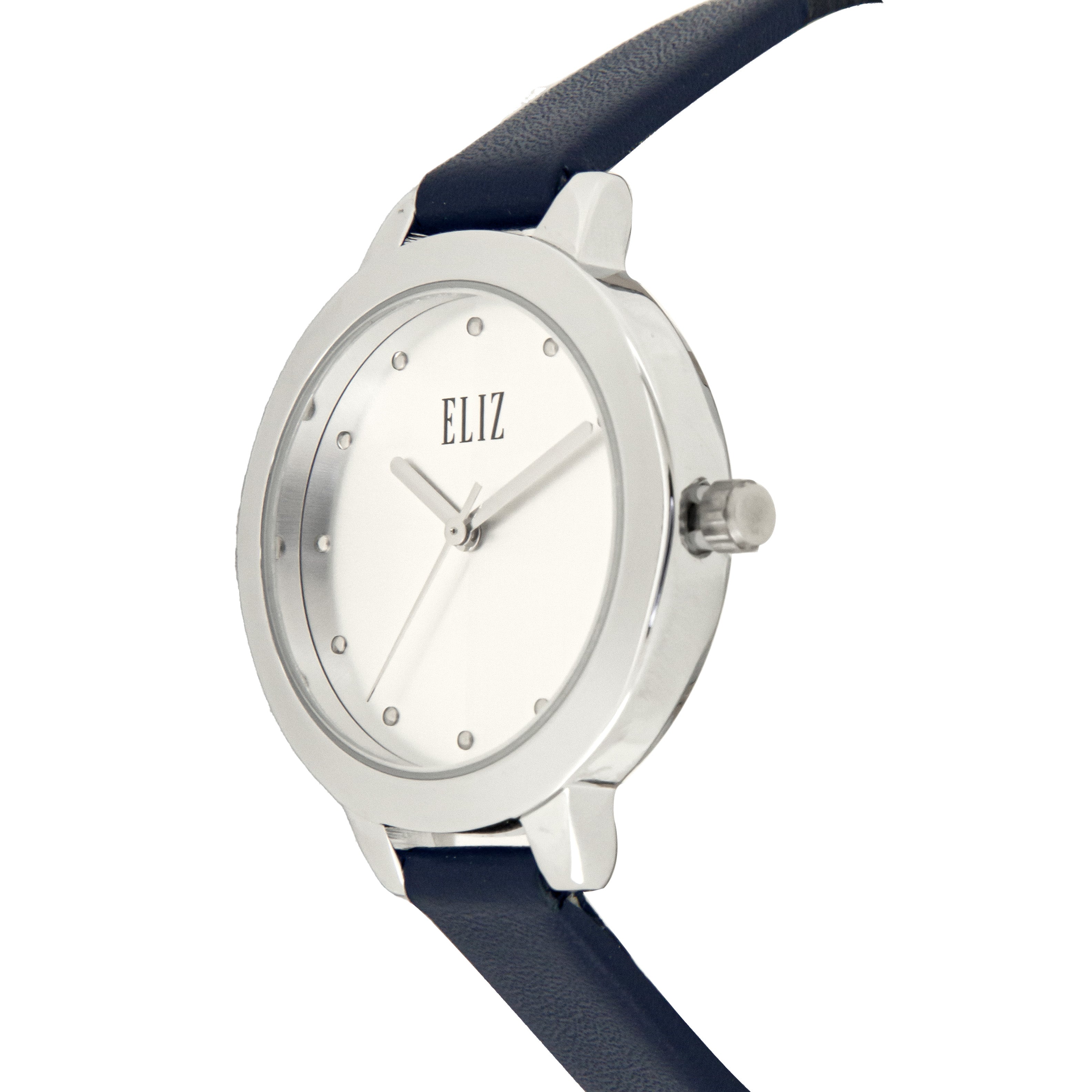 ELIZ ES8748L1SSB SS Caseback Leather Women's Watch - Side