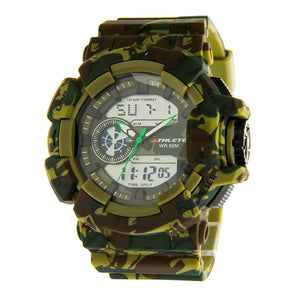 ELIZ Athlete ES8783G8EEE Green Camouflage PU Men's Analog-Digital Watch
