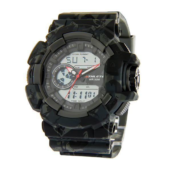 ELIZ Athlete ES8783G8GGG Grey Camouflage PU Men's Analog-Digital Watch