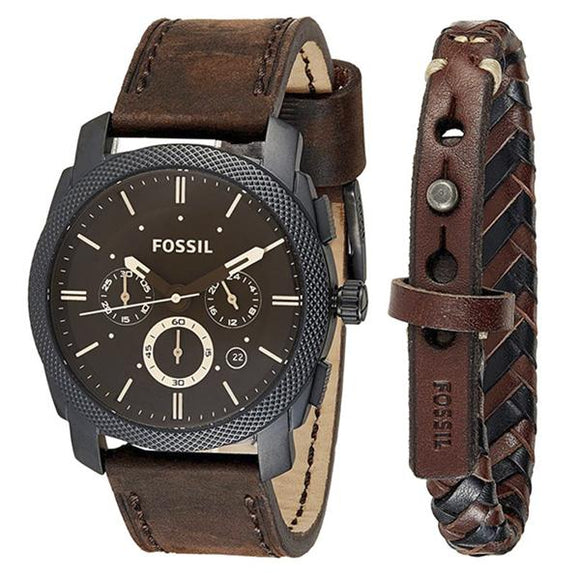 Fossil Men's Brown Dial Leather Strap Analog Watch - FS5251SET