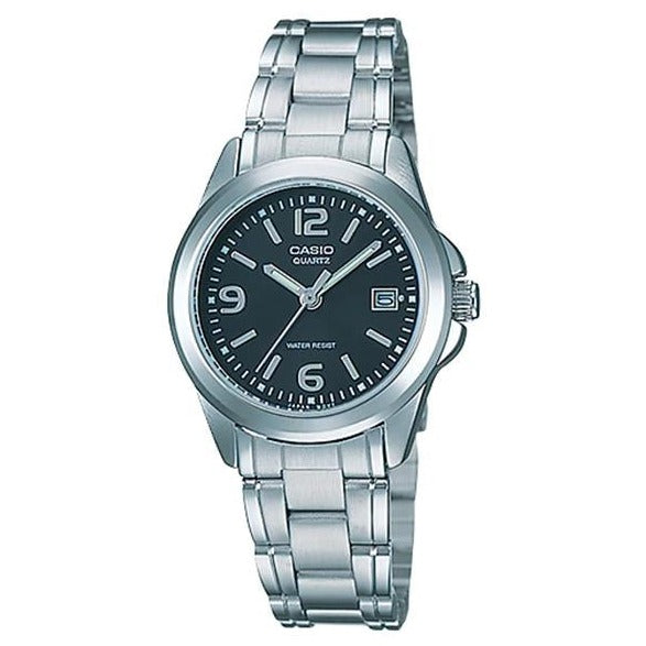 Casio Women's Black Dial Stainless Steel Watch - LTP-1215A-1A