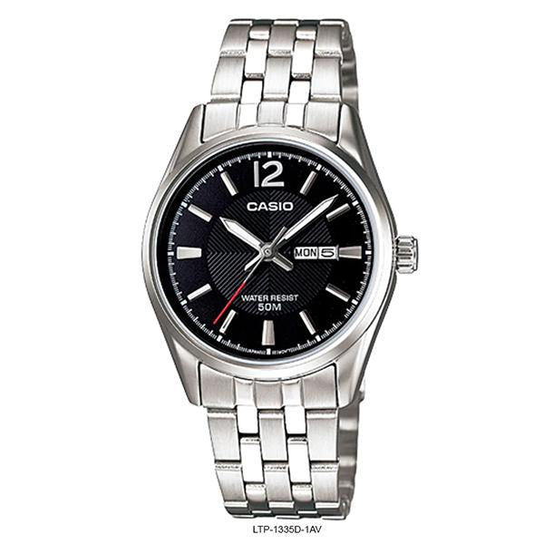 Casio Women's Black Dial Stainless Steel Band Watch - LTP-1335D-1A