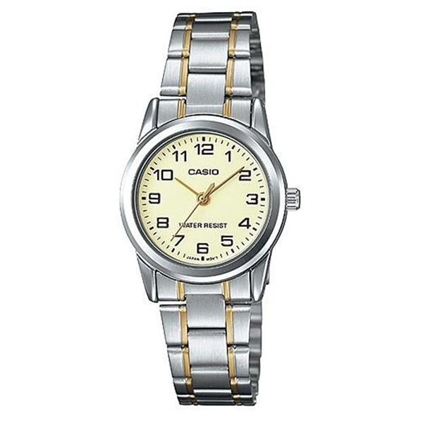 CASIO LTP-V001SG-9B Womens Stainless Steel Case Beige Dial Watch