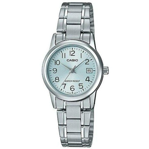 CASIO Women's Blue Dial Stainless Steel Band Watch - LTP-V002D-2B