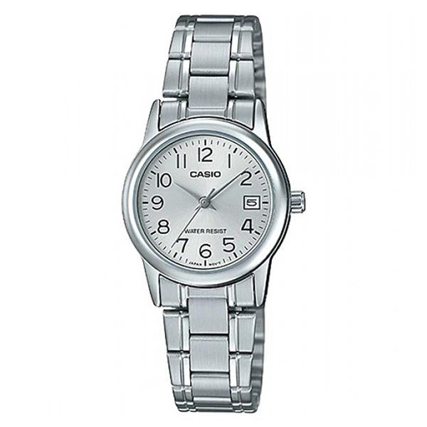 CASIO Women's Silver Dial Stainless Steel Band Watch - LTP-V002D-7B