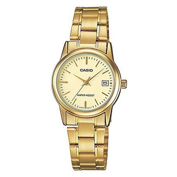 CASIO Women's Beige Dial Gold Plated Analog Watch - LTP-V002G-9A