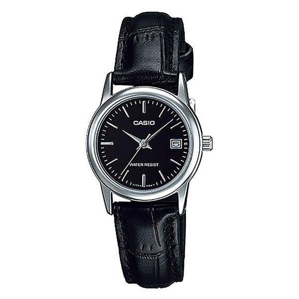 CASIO Women's Black Dial Leather Strap Analog Watch - LTP-V002L-1A