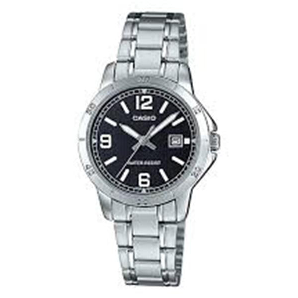 CASIO Women's Black Dial Stainless Steel Band Watch - LTP-V004D-1B2UDF