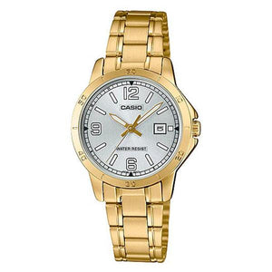  Casio Women's Silver Dial Gold Plated Analog Watch - LTP-V004G-7B2UDF