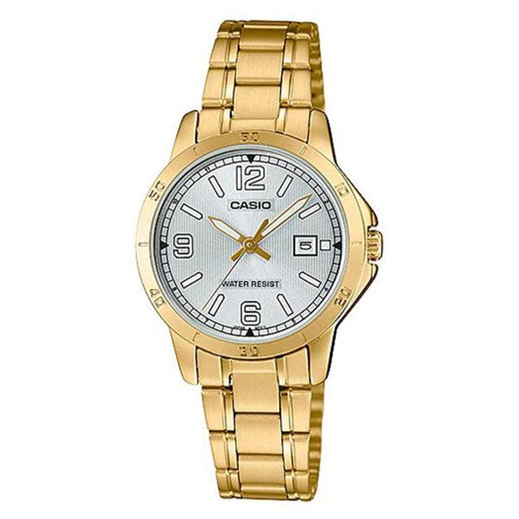  Casio Women's Silver Dial Gold Plated Analog Watch - LTP-V004G-7B2UDF