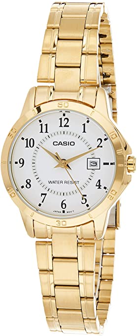 CASIO LTP-V004G-7BUDF Gold Ion Plated Case SS Band Women's Watch