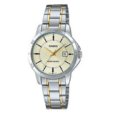 CASIO Women's Beige Dial Stainless Steel Band Watch - LTP-V004SG-9A