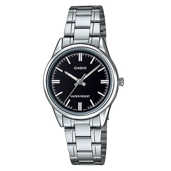 CASIO Womens Black Dial Stainless Steel Band Analog Watch LTP-V005D-1A