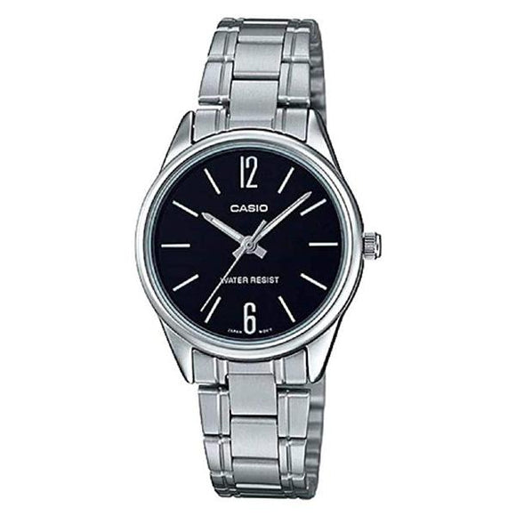 CASIO Women's Black Dial Stainless Steel Band Watch - LTP-V005D-1B