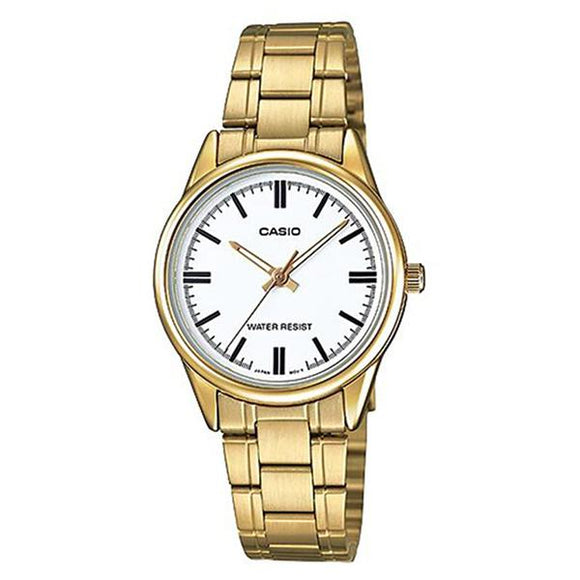 CASIO Women's White Dial Gold Plated Analog Watch - LTP-V005G-7A