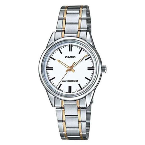 CASIO Women's White Dial Stainless Steel Band Watch - LTP-V005SG-7A