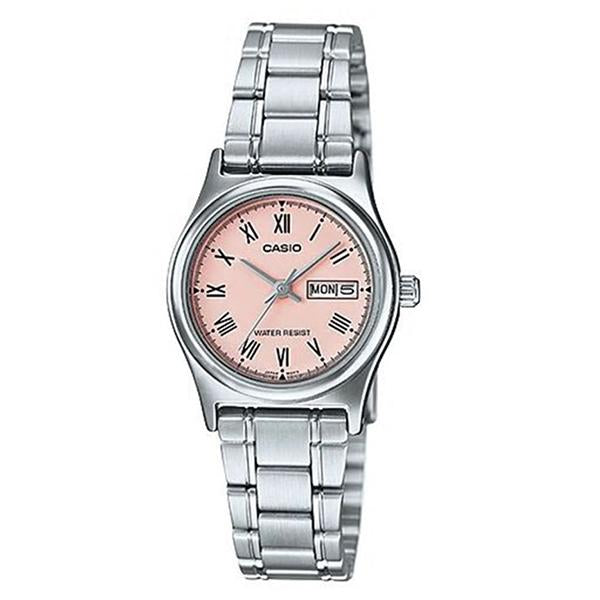 CASIO Women's Rose Dial Stainless Steel Band Watch - LTP-V006D-4B