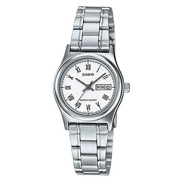 CASIO Women's White Dial Stainless Steel Band Watch - LTP-V006D-7B