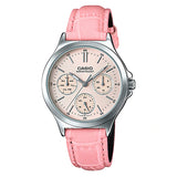 Casio Women's Pink Dial Leather Strap Multifunction Watch LTP-V300L-1A
