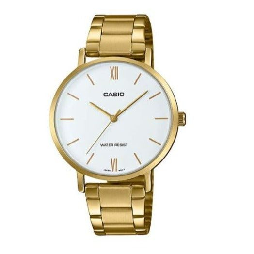 Casio LTP-VT01G-7BUDF Gold Ion Plated Case SS Band Women's Watch