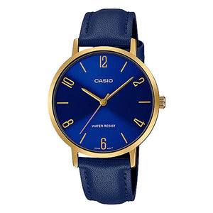 Casio Women's Blue Dial Leather Strap Watch - LTP-VT01GL-2BUDF
