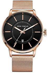 MINI FOCUS MF0034G.03 SS Caseback Rose Gold Mesh Band Men's Watch