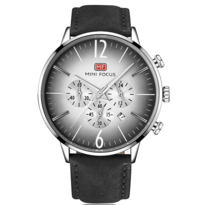 MINI FOCUS MF0114G.01 SS Caseback Black Leather Strap Men's Watch