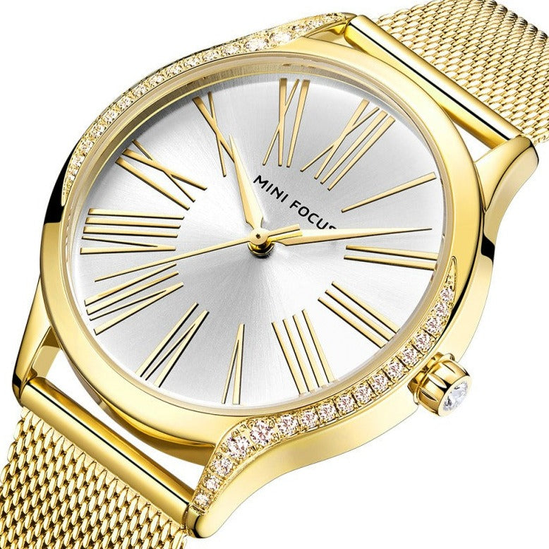 MINI FOCUS MF0259L.01 SS Caseback Gold SS Band Women's Watch