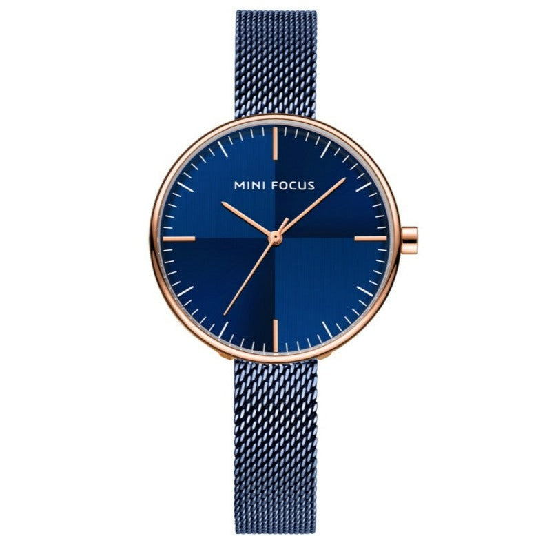 MINI FOCUS MF0275L.04 SS Caseback Blue Mesh Band Women's Watch