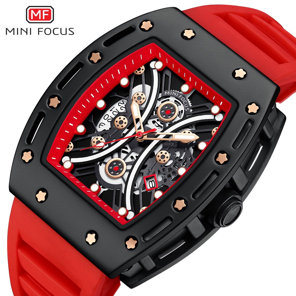 MINI FOCUS MF0420G.03 SS Caseback Red Silicone Strap Men's Watch