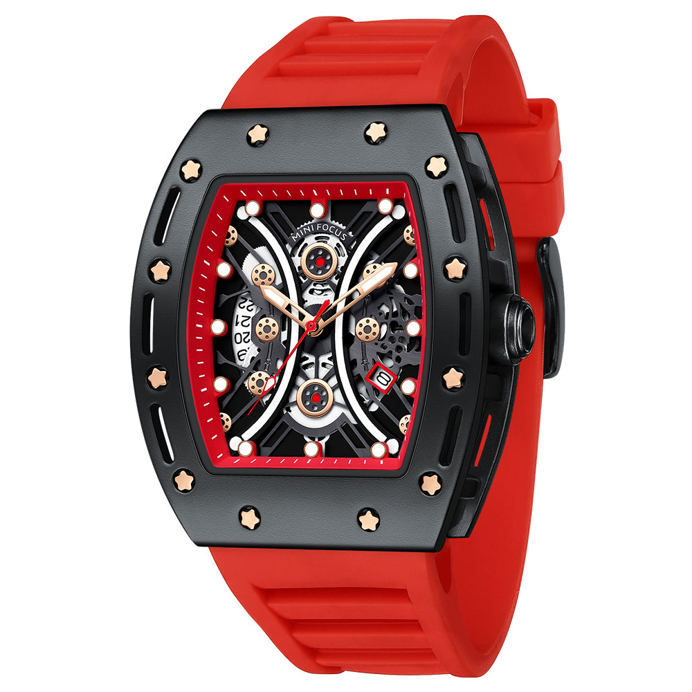 MINI FOCUS MF0420G.03 SS Caseback Red Silicone Strap Men's Watch