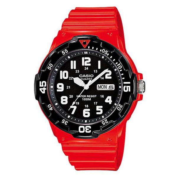 CASIO Black Dial Red Resin Band Analog Watch - MRW-200HC-4B