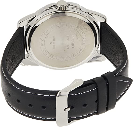 CASIO MTP-1314L-8AVDF Silver Ion Plated Case Black Leather Men's Watch