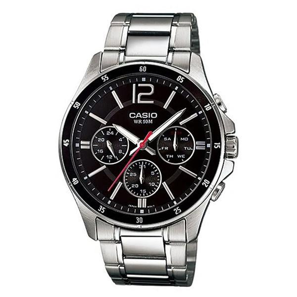 CASIO Men's Black Dial Stainless Steel Band Analog Watch MTP-1374D-1A