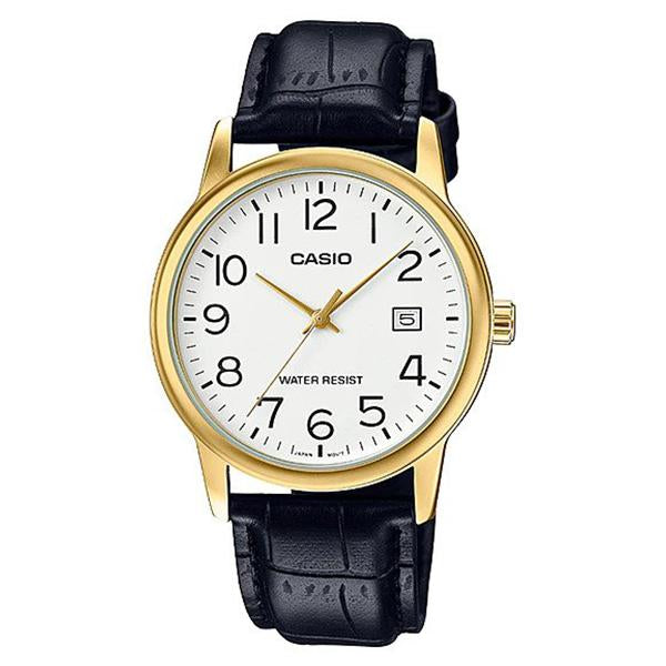 Casio White Dial Leather Strap Analog Watch - MTP-V002GL-7B2