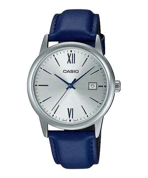 CASIO MTP-V002L-2B3UDF Silver Plated Case Blue Leather Men's Watch