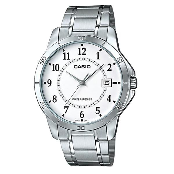 Casio Men's White Dial Stainless Steel Watch - MTP-V004D-7B
