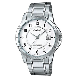 Casio Men's White Dial Stainless Steel Watch - MTP-V004D-7B