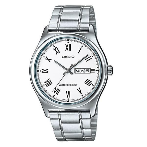 CASIO Men's White Dial Stainless Steel Band Analog Watch MTP-V006D-7B