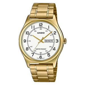 CASIO Men's White Dial Gold Plated Analog Watch - MTP-V006G-7BUDF