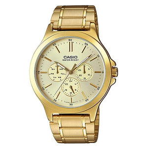 CASIO Men's Beige Dial Gold Plated Multifunction Watch - MTP-V300G-9A