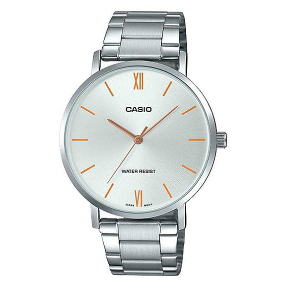 CASIO Men's Silver Dial Stainless Steel Band Analog Watch MTP-VT01D-7B