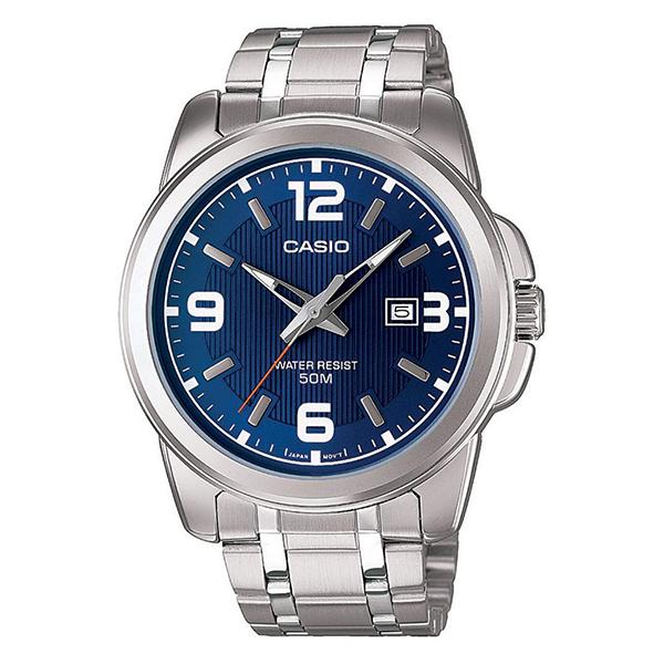 CASIO Men's Blue Dial Stainless Steel Band Analog Watch - MTP1314D-2A